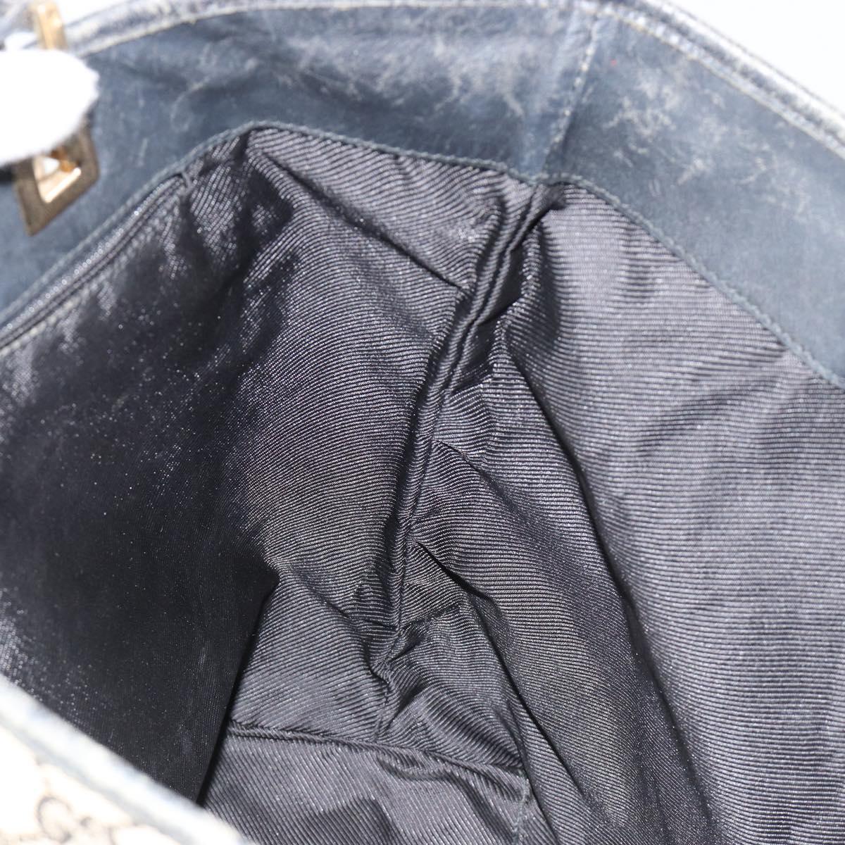 GUCCI GG Canvas Tote Bag Navy Gold 002 1098 Auth gh2060