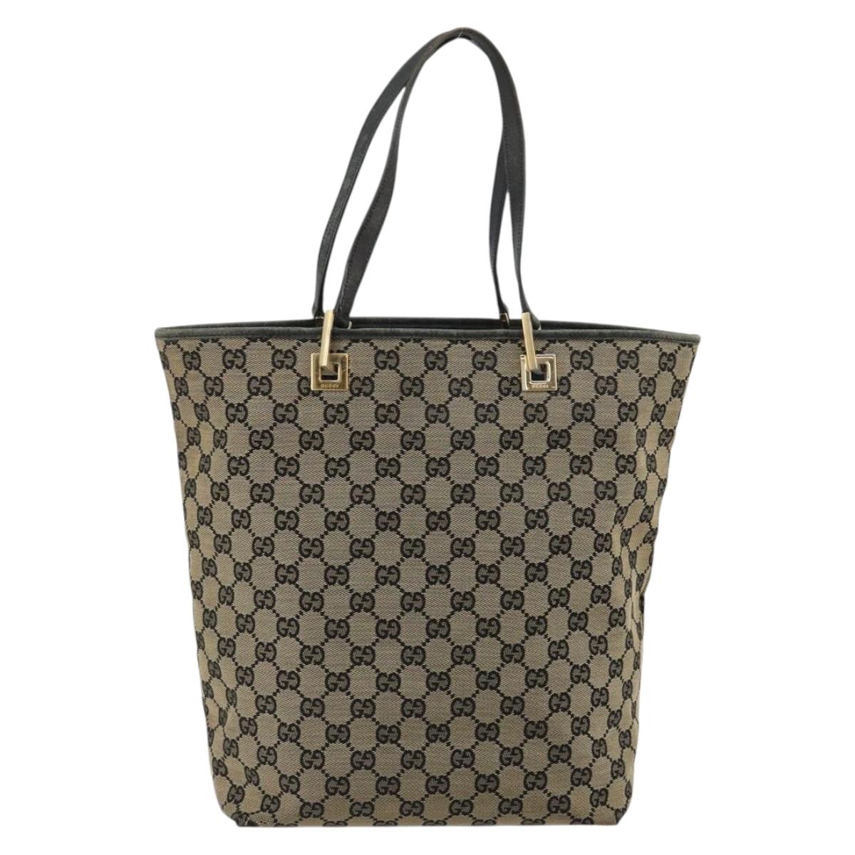 GUCCI GG Canvas Tote Bag Navy Gold 002 1098 Auth gh2060