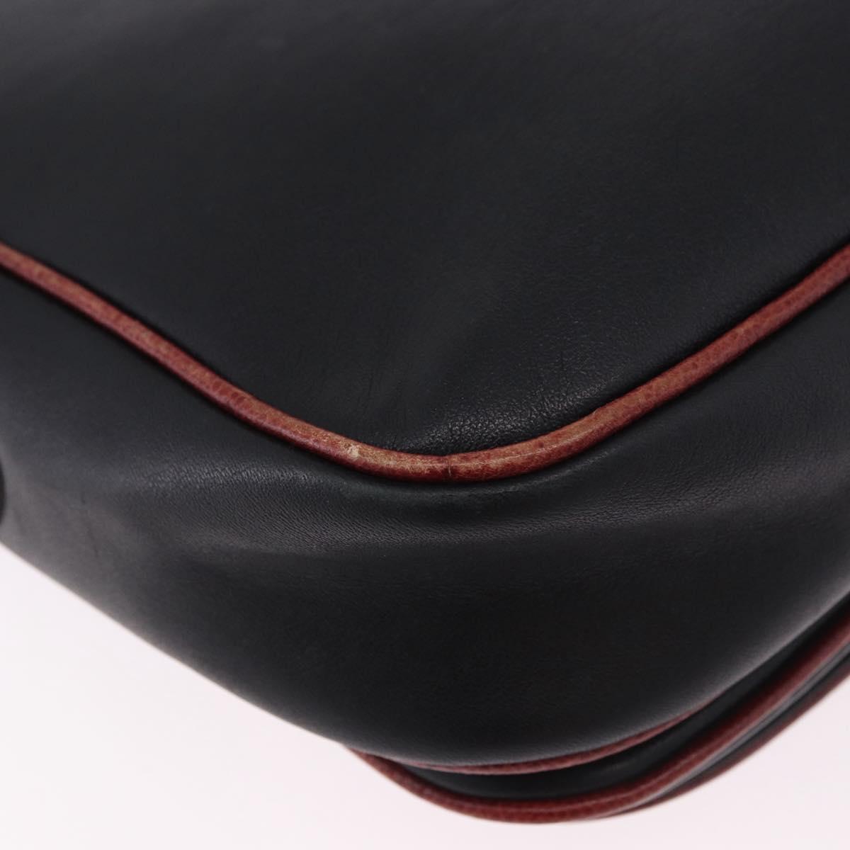 CELINE Shoulder Bag Leather Black Gold Auth gh2064