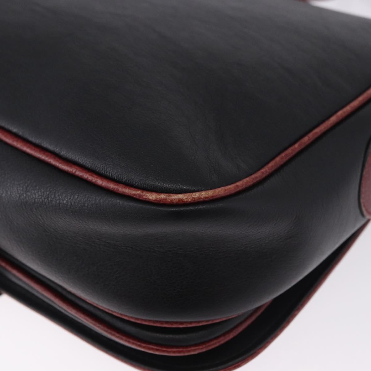 CELINE Shoulder Bag Leather Black Gold Auth gh2064