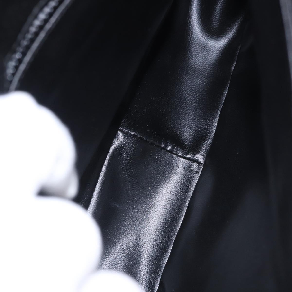 CELINE Shoulder Bag Leather Black Gold Auth gh2064