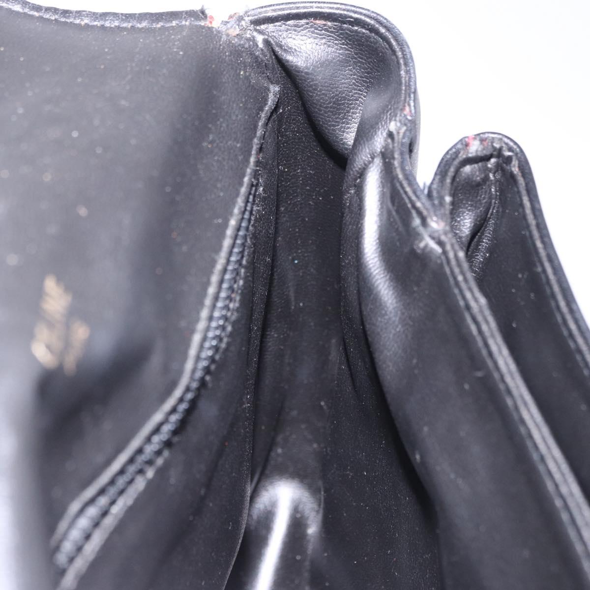 CELINE Shoulder Bag Leather Black Gold Auth gh2064