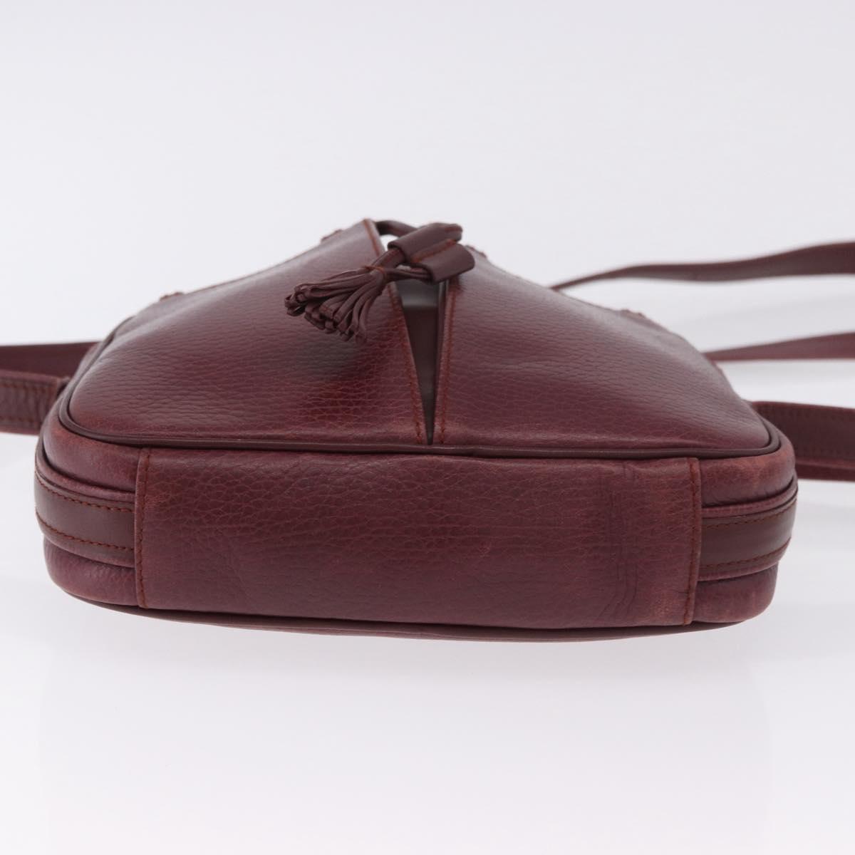 CARTIER Must Line Shoulder Bag Leather Bordeaux Gold Auth gh2065