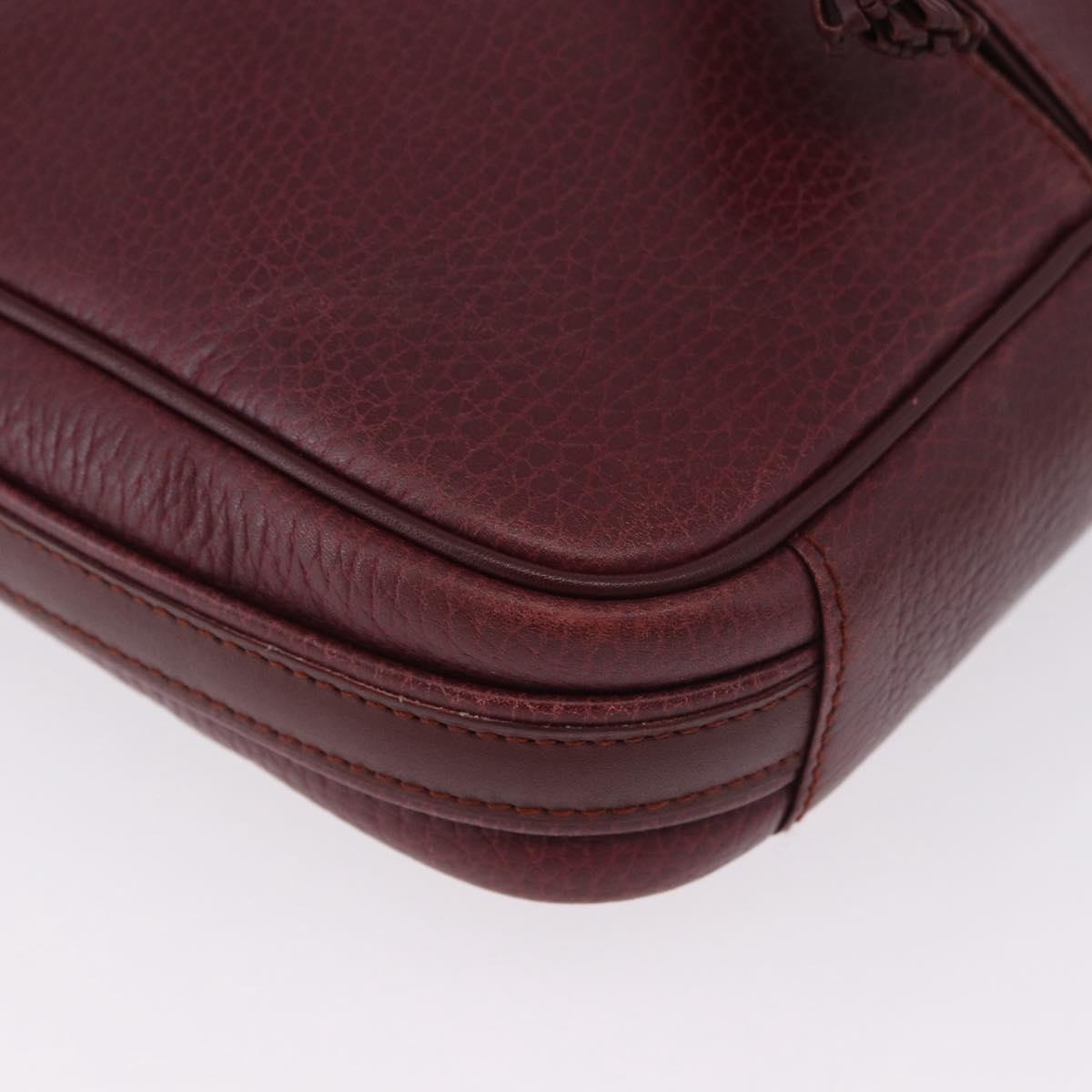 CARTIER Must Line Shoulder Bag Leather Bordeaux Gold Auth gh2065