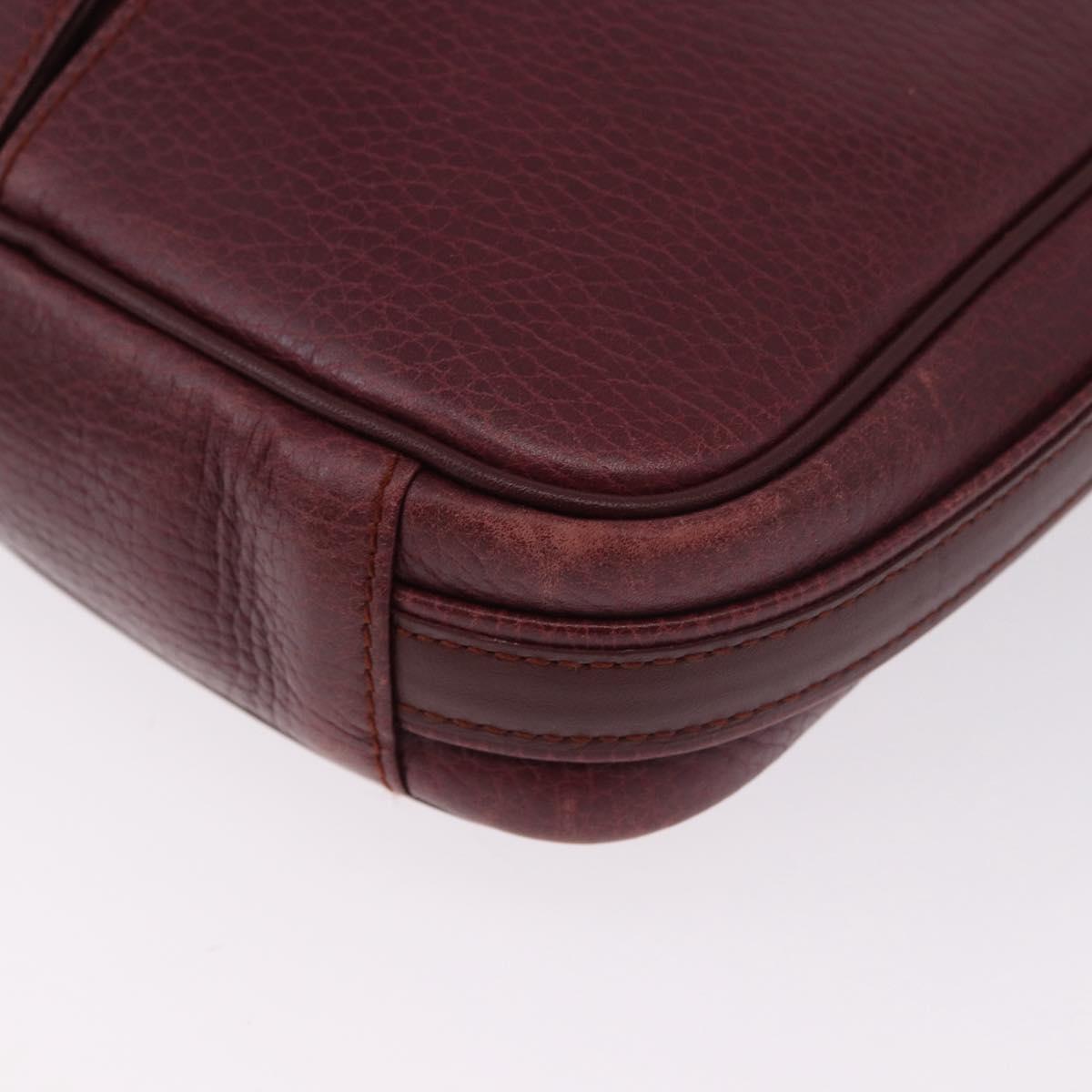 CARTIER Must Line Shoulder Bag Leather Bordeaux Gold Auth gh2065