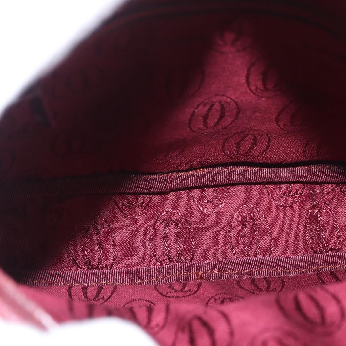 CARTIER Must Line Shoulder Bag Leather Bordeaux Gold Auth gh2065
