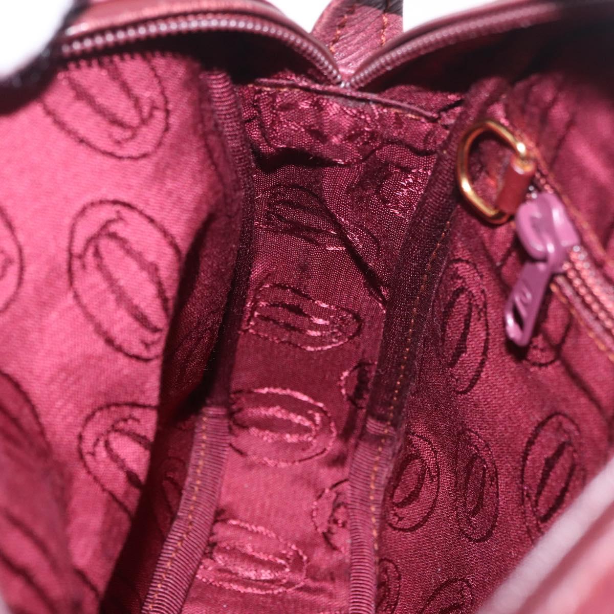 CARTIER Must Line Shoulder Bag Leather Bordeaux Gold Auth gh2065