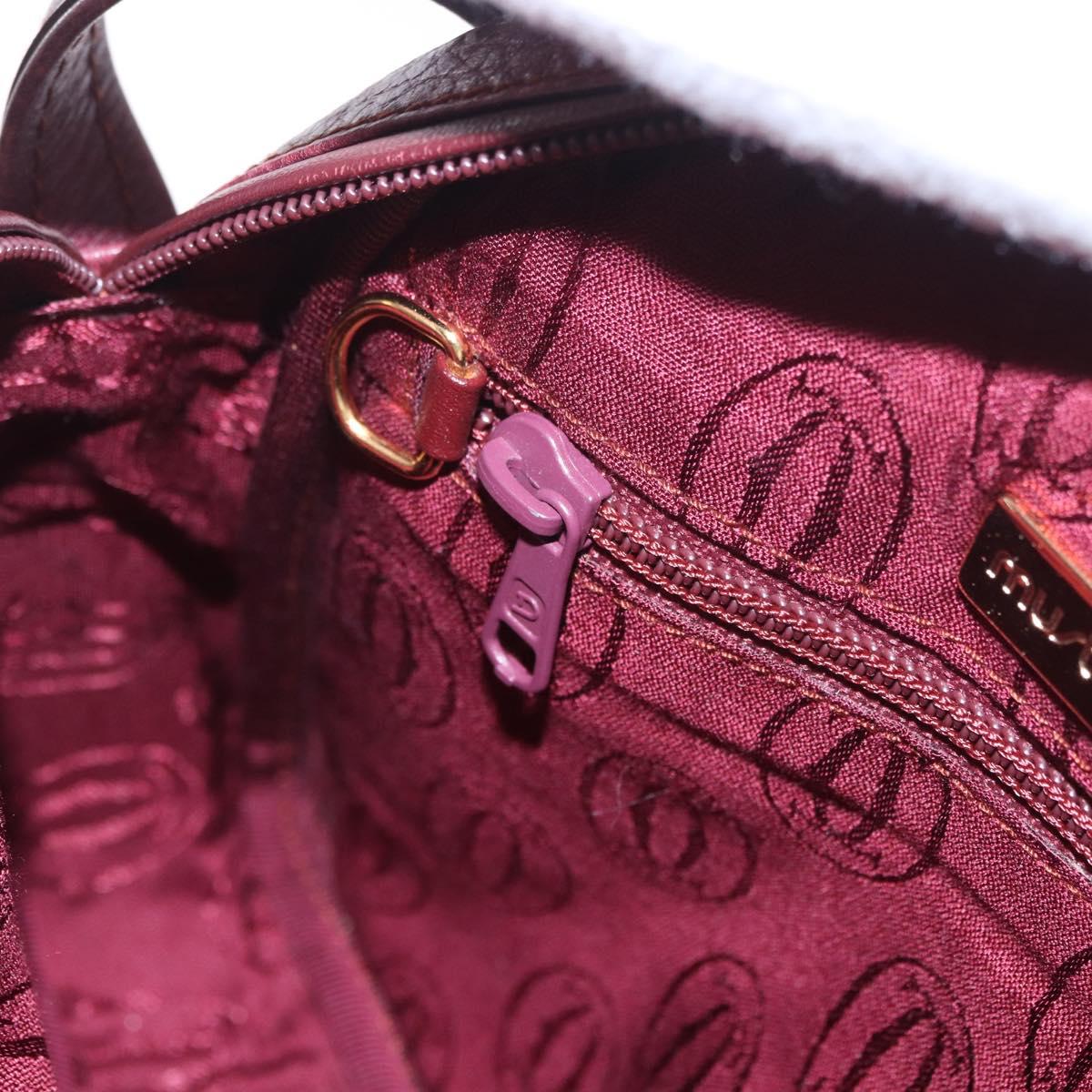 CARTIER Must Line Shoulder Bag Leather Bordeaux Gold Auth gh2065