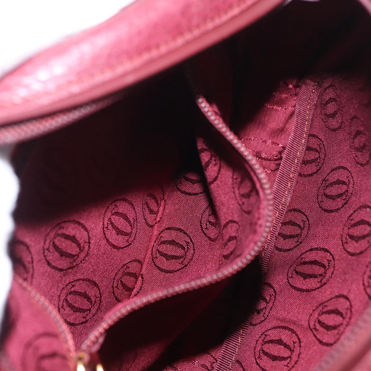 CARTIER Must Line Shoulder Bag Leather Bordeaux Gold Auth gh2065