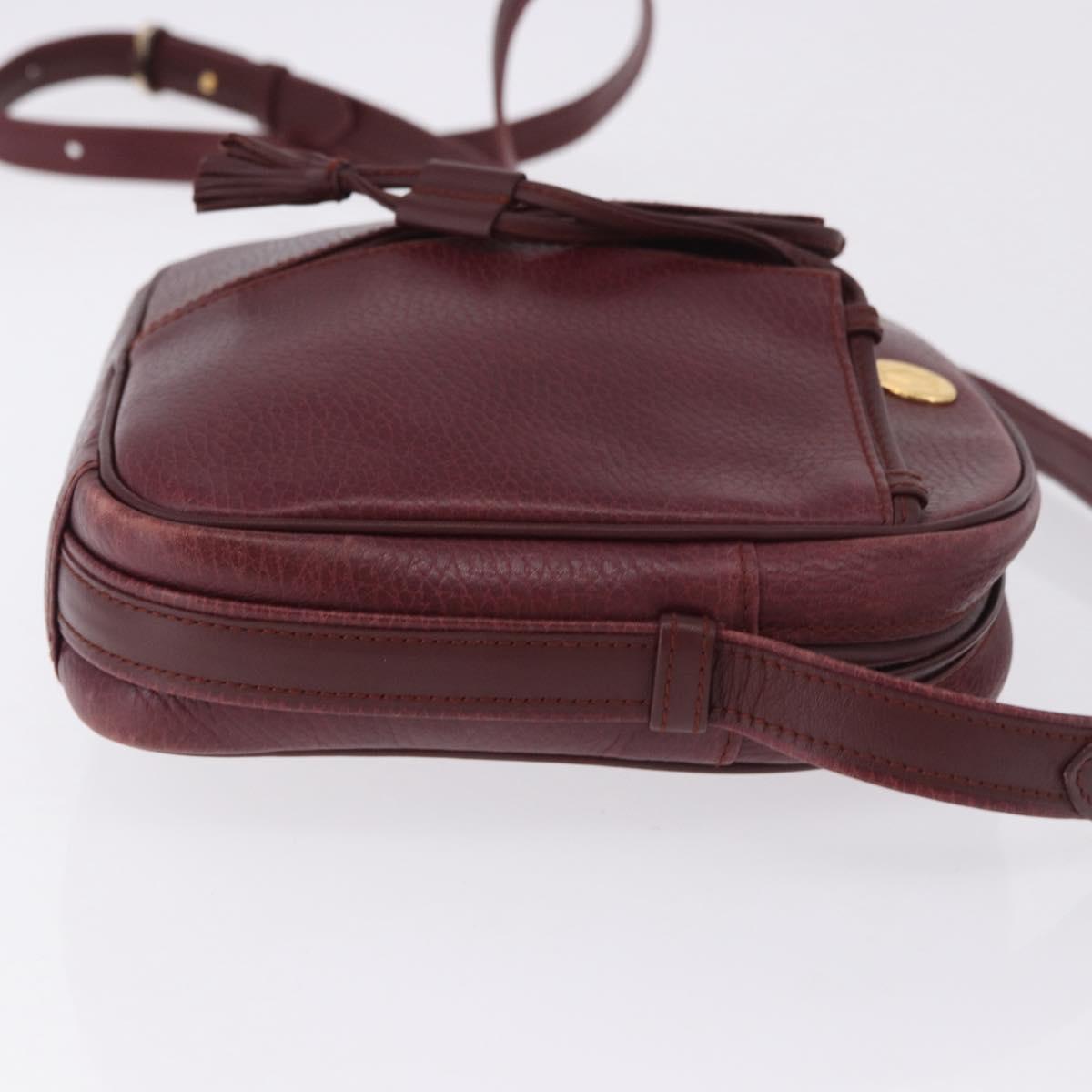 CARTIER Must Line Shoulder Bag Leather Bordeaux Gold Auth gh2065