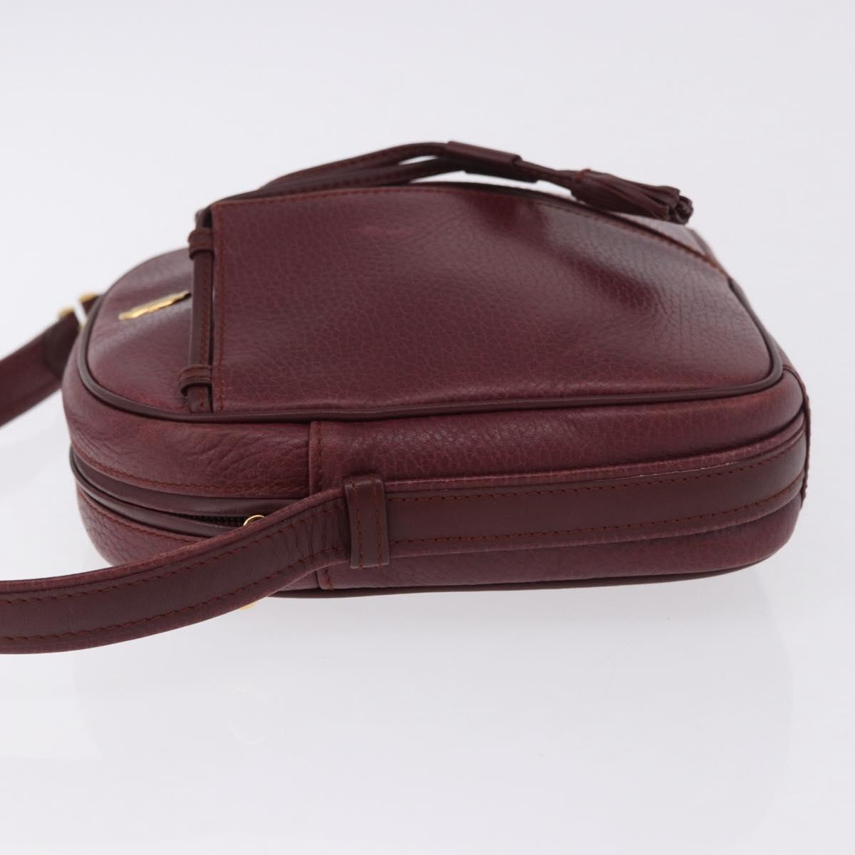CARTIER Must Line Shoulder Bag Leather Bordeaux Gold Auth gh2065