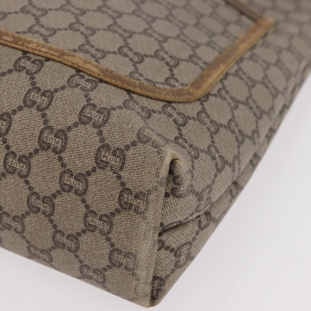 GUCCI GUCCI Plus Supreme Web Sherry Line Tote Bag PVC Beige Gold Auth gh2067