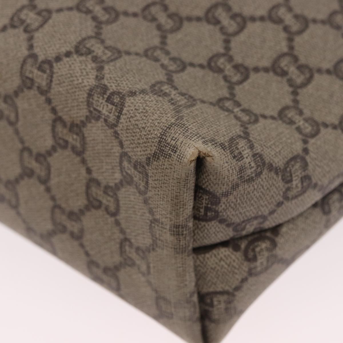 GUCCI GUCCI Plus Supreme Web Sherry Line Tote Bag PVC Beige Gold Auth gh2067