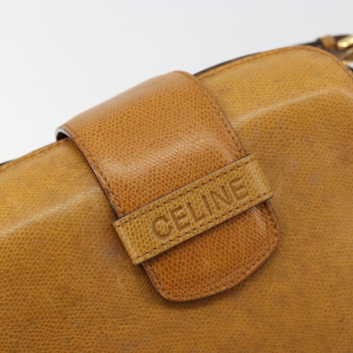 CELINE Shoulder Bag Leather Yellow Gold Auth gh2070