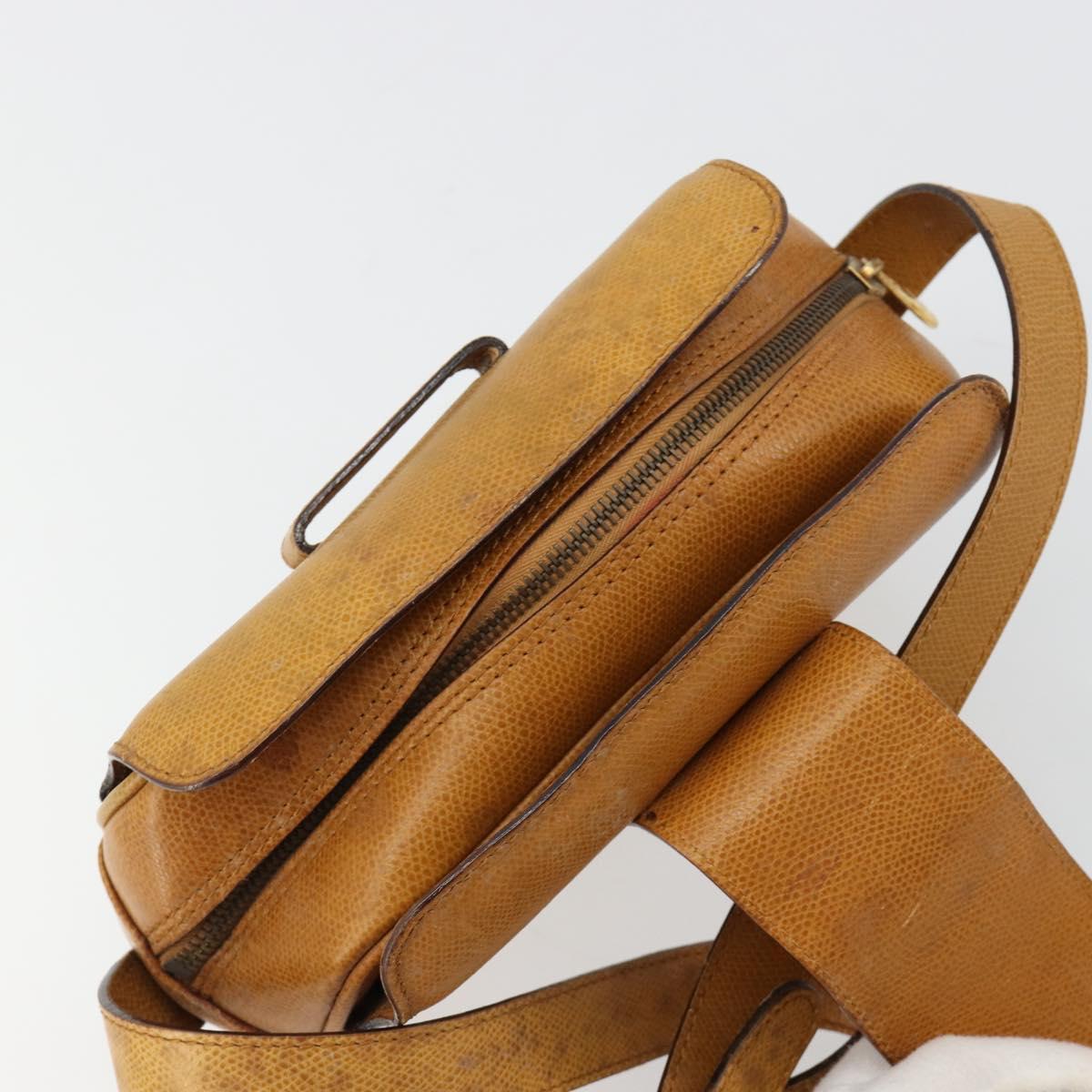 CELINE Shoulder Bag Leather Yellow Gold Auth gh2070