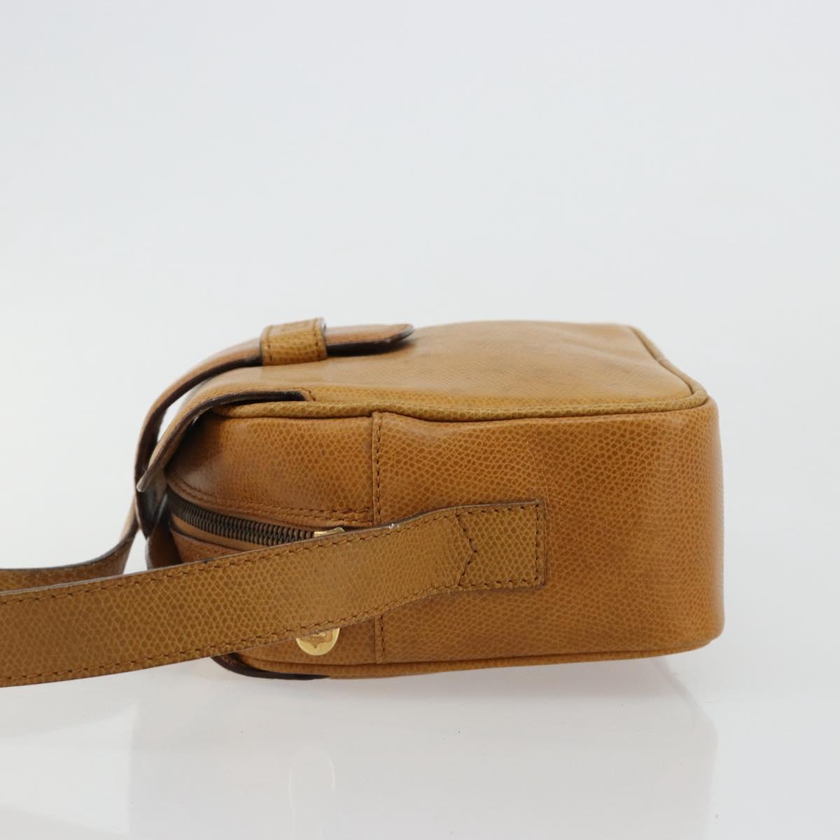 CELINE Shoulder Bag Leather Yellow Gold Auth gh2070