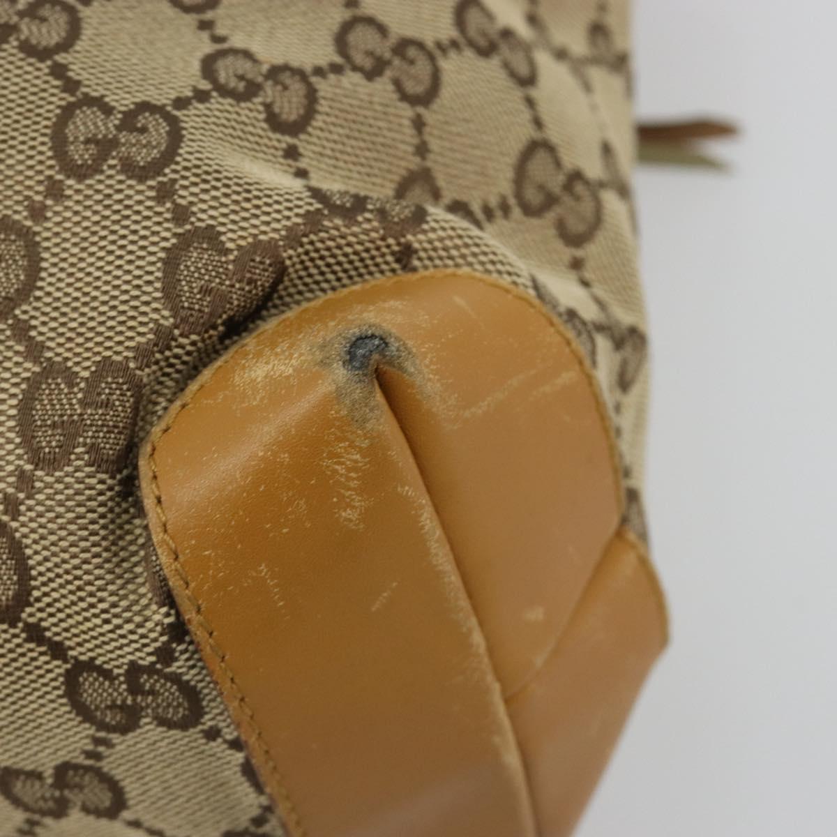 GUCCI GG Canvas Tote Bag Beige Silver 019 0402 Auth gh2071