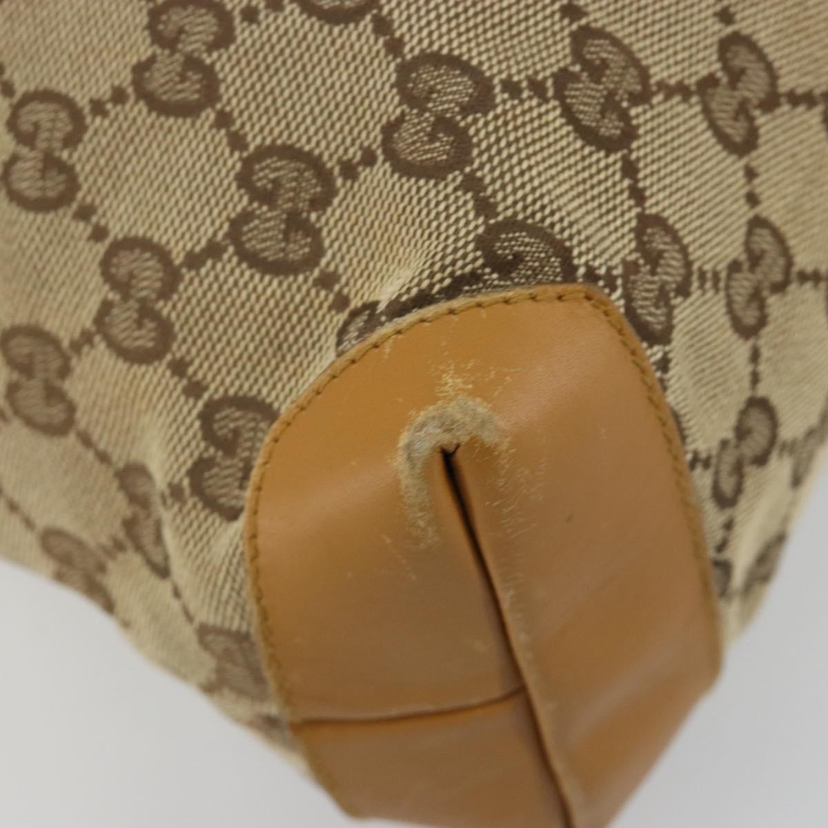 GUCCI GG Canvas Tote Bag Beige Silver 019 0402 Auth gh2071