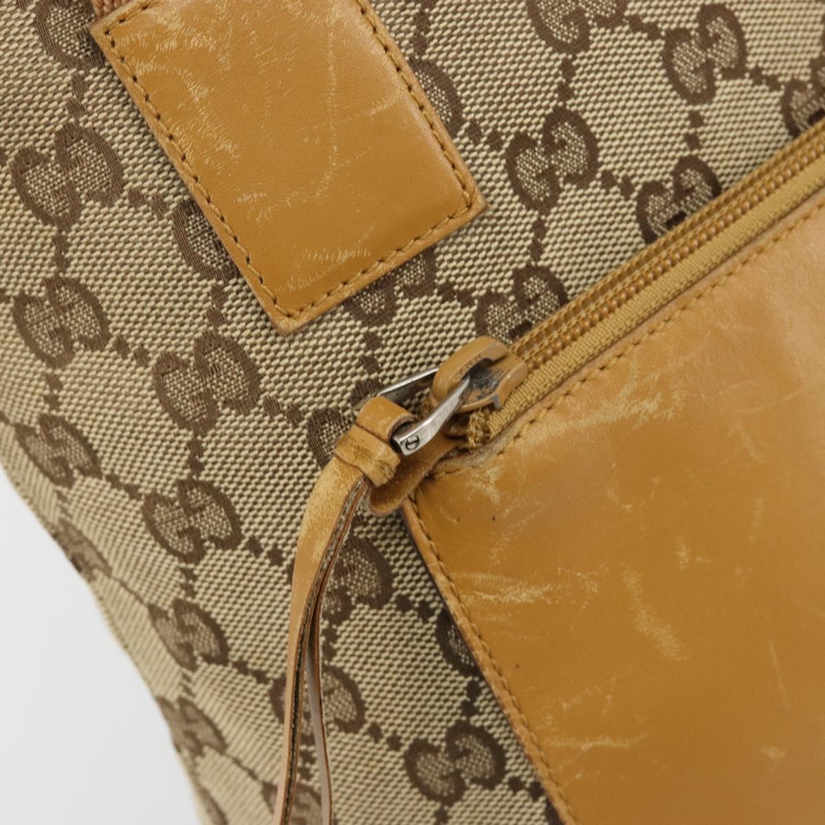 GUCCI GG Canvas Tote Bag Beige Silver 019 0402 Auth gh2071