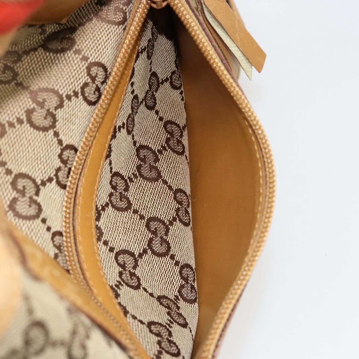 GUCCI GG Canvas Tote Bag Beige Silver 019 0402 Auth gh2071