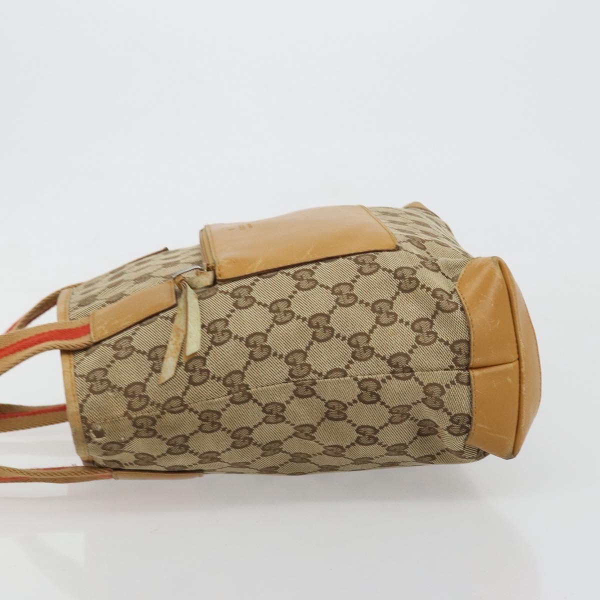 GUCCI GG Canvas Tote Bag Beige Silver 019 0402 Auth gh2071