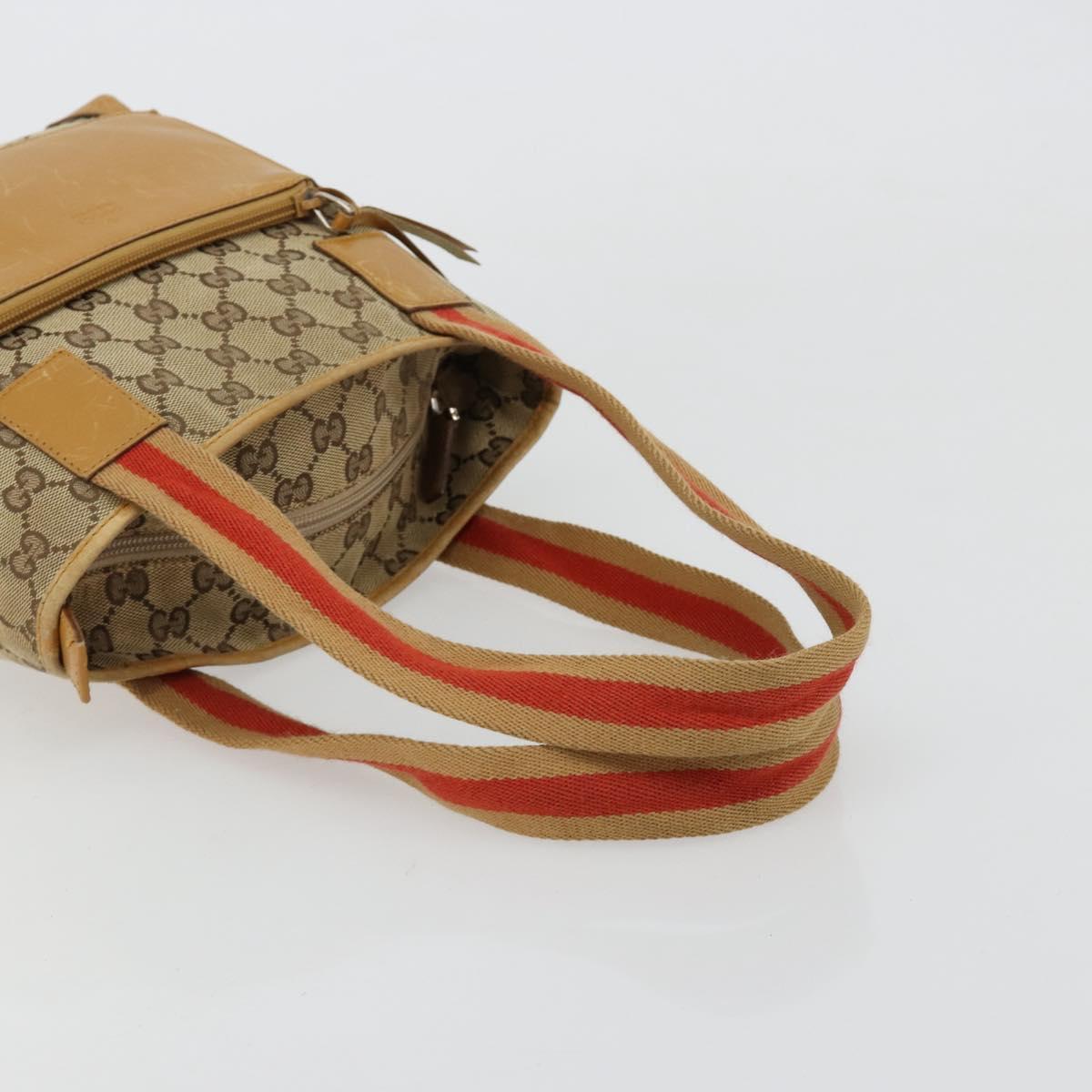 GUCCI GG Canvas Tote Bag Beige Silver 019 0402 Auth gh2071