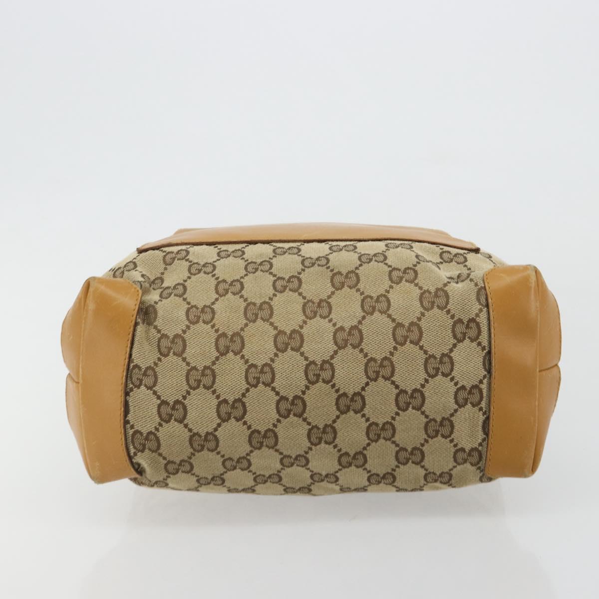 GUCCI GG Canvas Tote Bag Beige Silver 019 0402 Auth gh2071