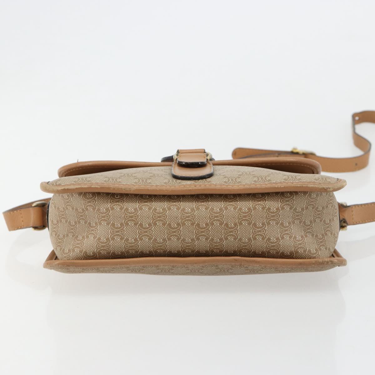 CELINE Macadam Canvas Shoulder Bag PVC Beige Gold Auth gh2072