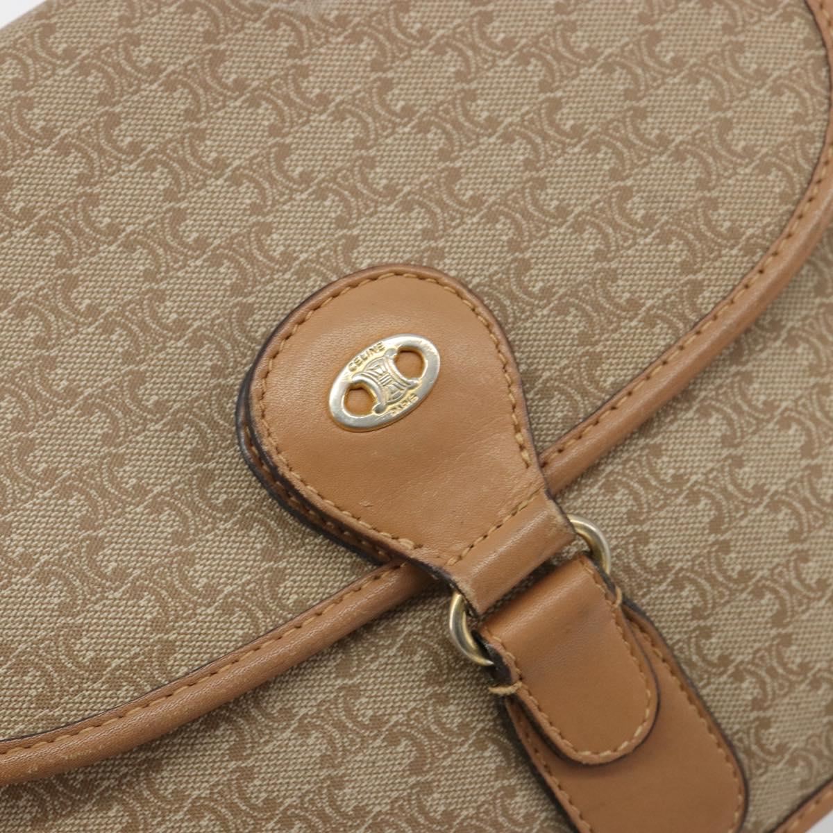 CELINE Macadam Canvas Shoulder Bag PVC Beige Gold Auth gh2072