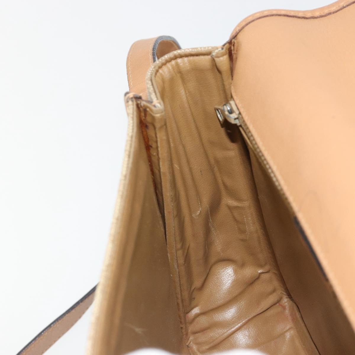 CELINE Macadam Canvas Shoulder Bag PVC Beige Gold Auth gh2072