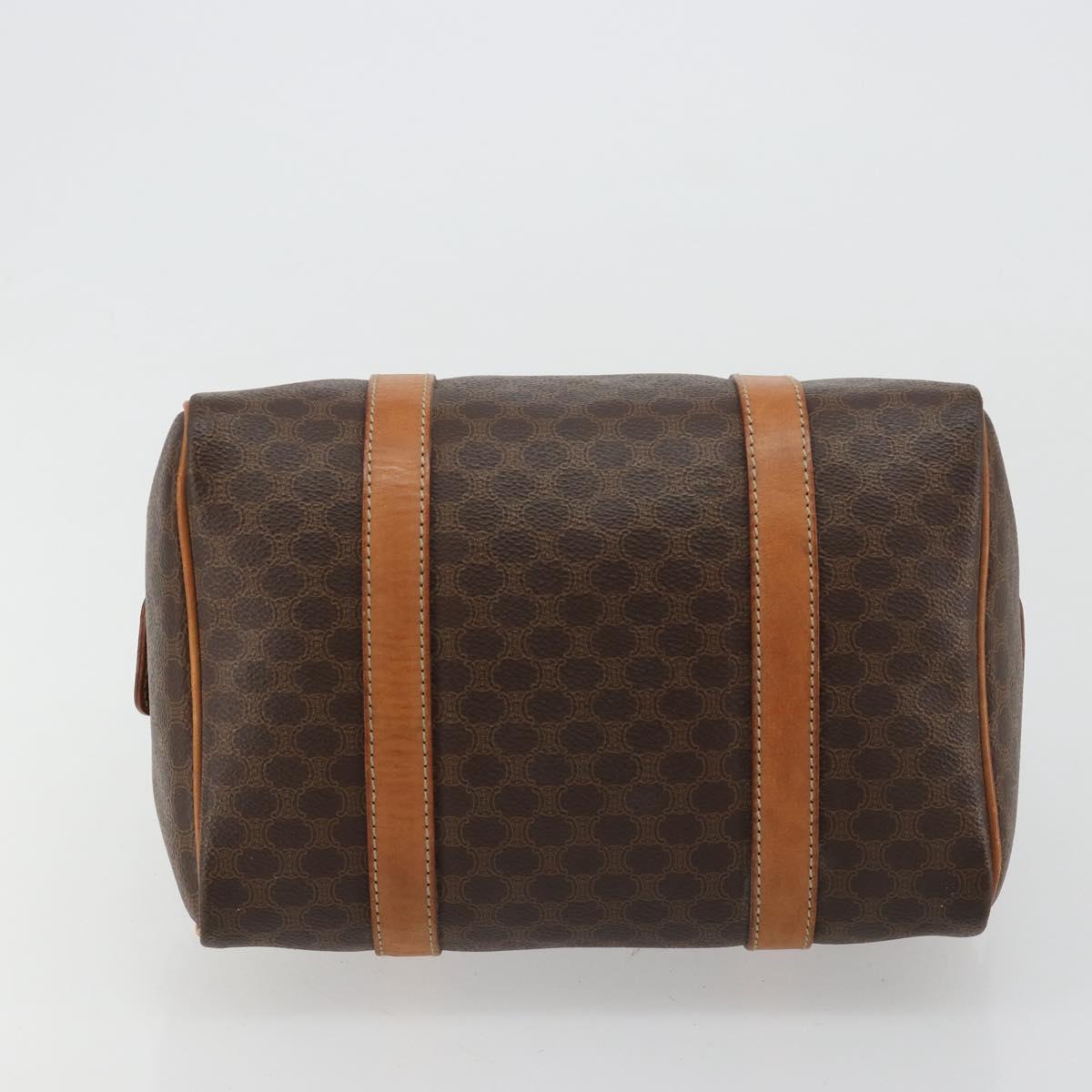 CELINE Macadam Canvas Boston Bag PVC Leather Brown Gold Auth gh2074