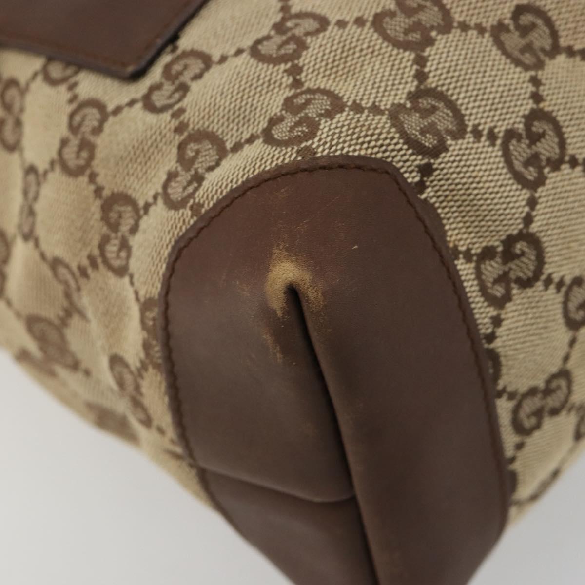 GUCCI GG Canvas Tote Bag Beige Silver 28893 Auth gh2075