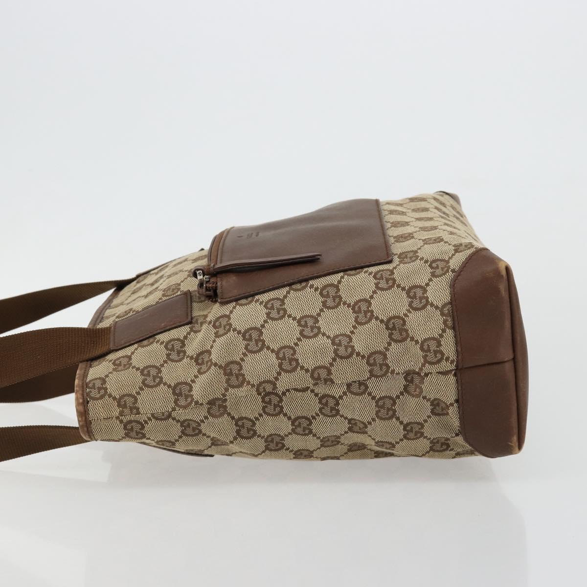 GUCCI GG Canvas Tote Bag Beige Silver 28893 Auth gh2075