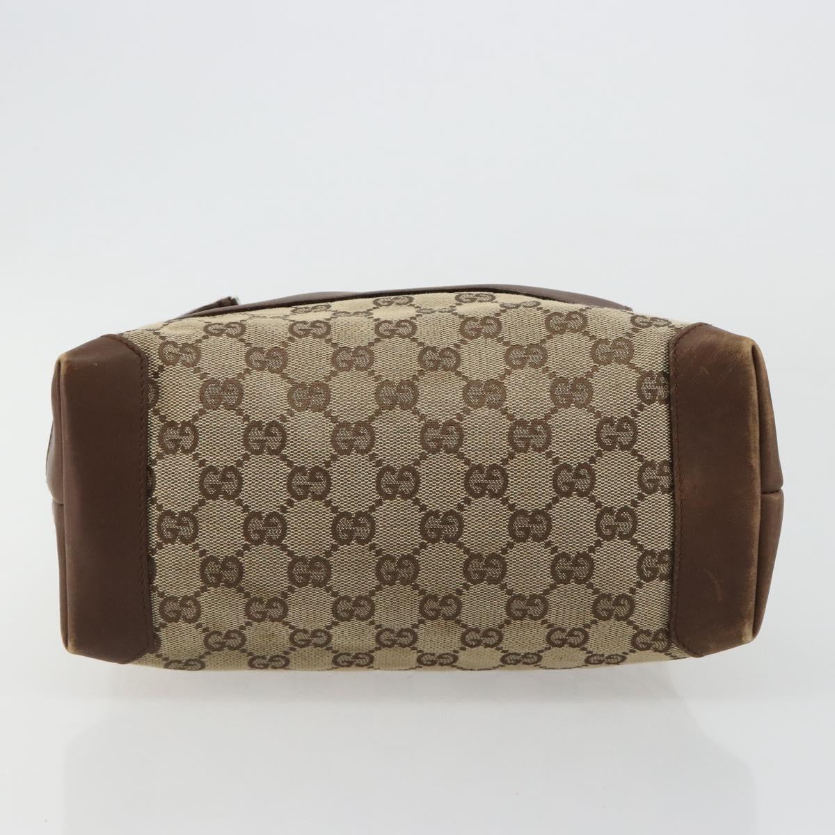GUCCI GG Canvas Tote Bag Beige Silver 28893 Auth gh2075