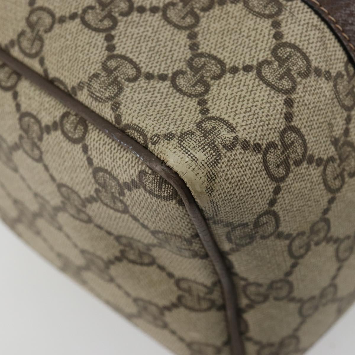 GUCCI GG Supreme Web Sherry Line Boston Bag PVC Beige Gold 010 378 Auth gh2078