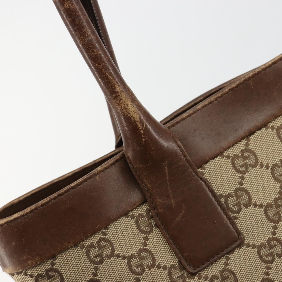 GUCCI GG Canvas Tote Bag Beige Gold 002 1119 Auth gh2080