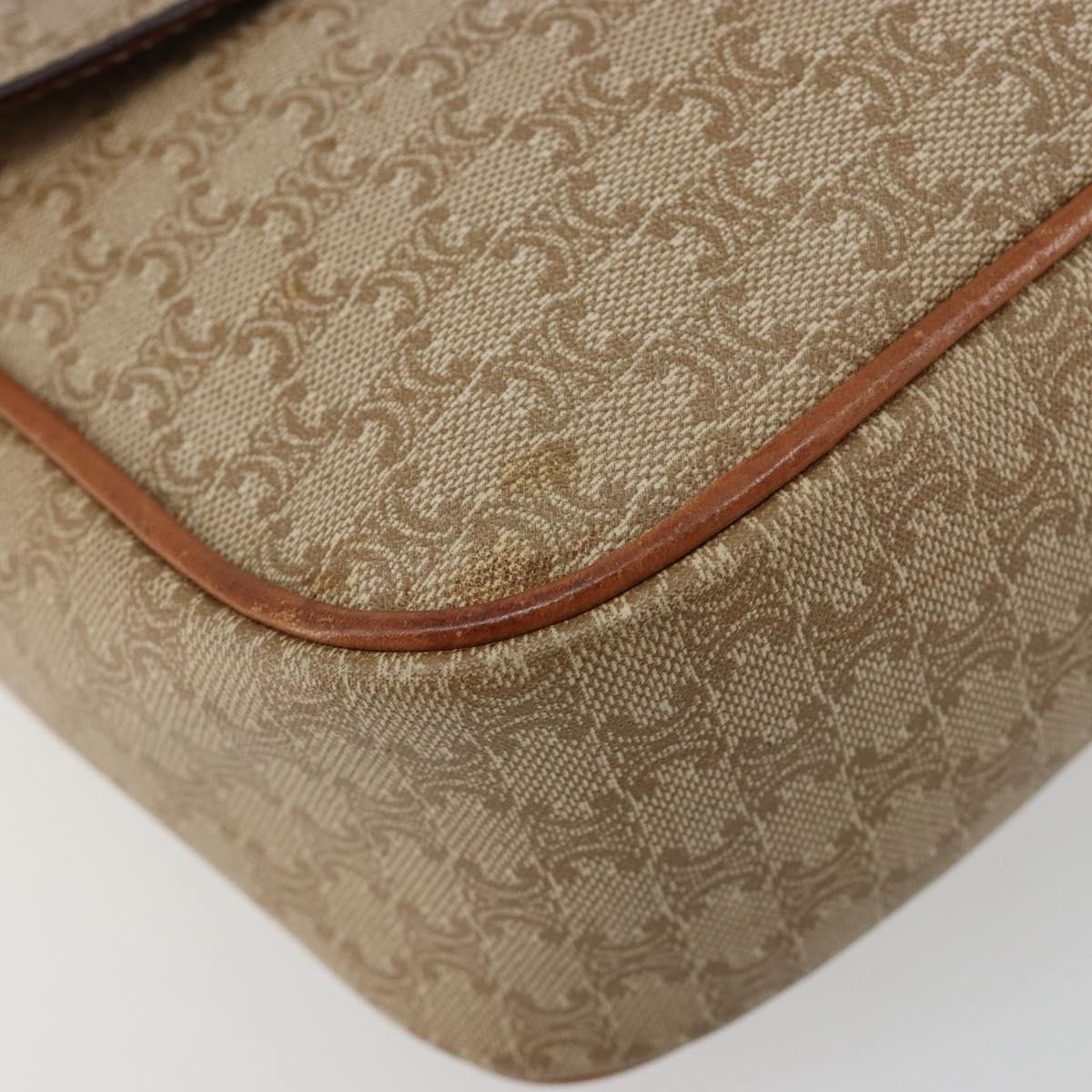 CELINE Macadam Canvas Shoulder Bag PVC Beige Gold Auth gh2082A