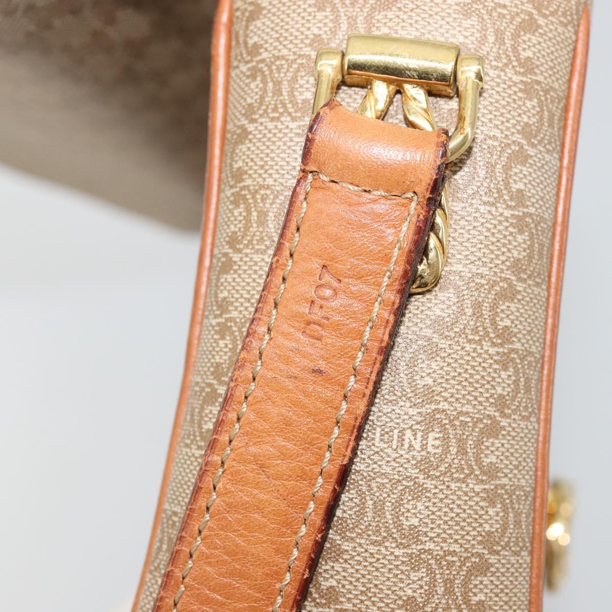 CELINE Macadam Canvas Shoulder Bag PVC Beige Gold Auth gh2082A