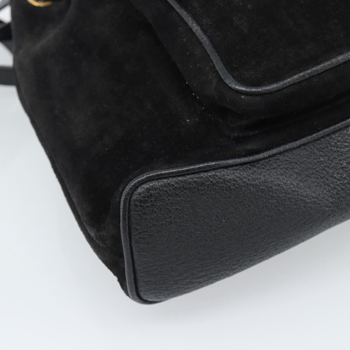 GUCCI Bamboo Backpack Suede Black Gold 003 1956 0030 Auth gh2084A
