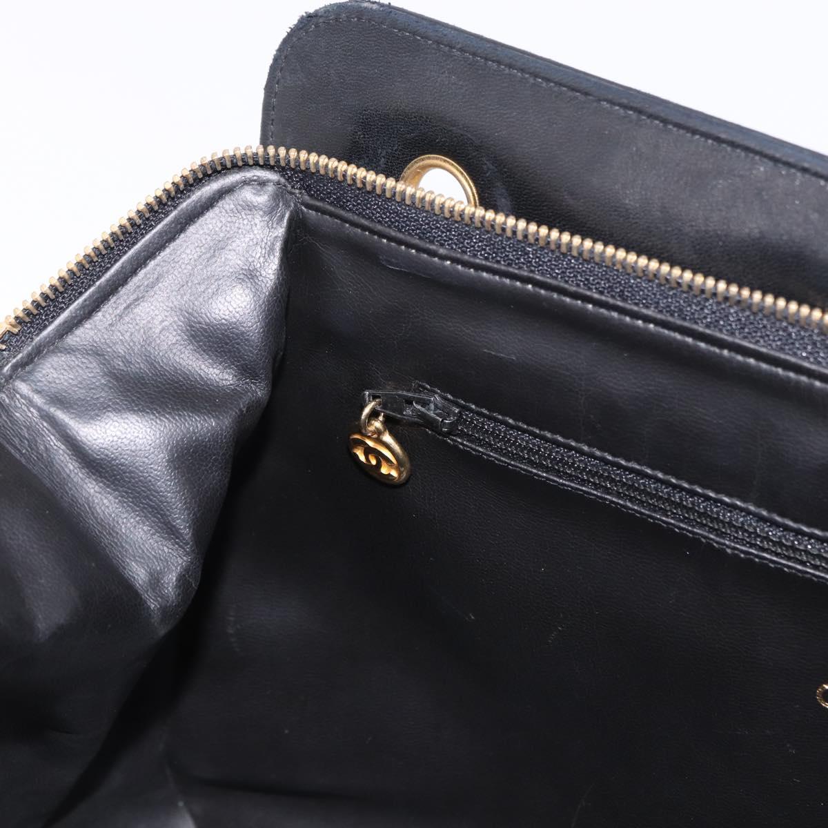 CHANEL Matelasse Chain Shoulder Bag Lamb Skin Black Gold CC Auth gh2091