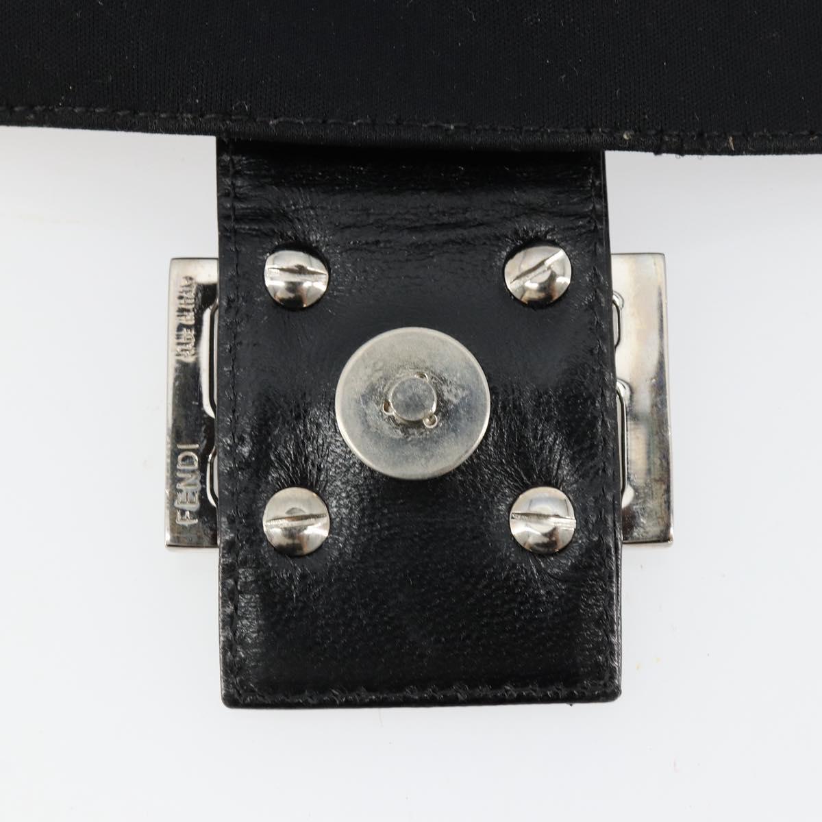 FENDI Mamma Baguette Shoulder Bag Cotton Jersey Black Silver Auth gh2097