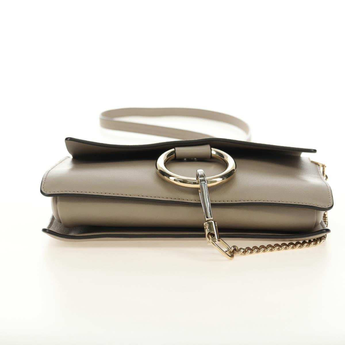Chloe Fay Shoulder Bag Suede Beige Gold Auth gh2099