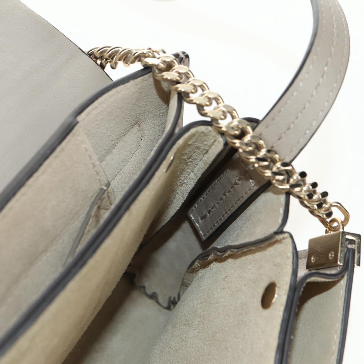 Chloe Fay Shoulder Bag Suede Beige Gold Auth gh2099