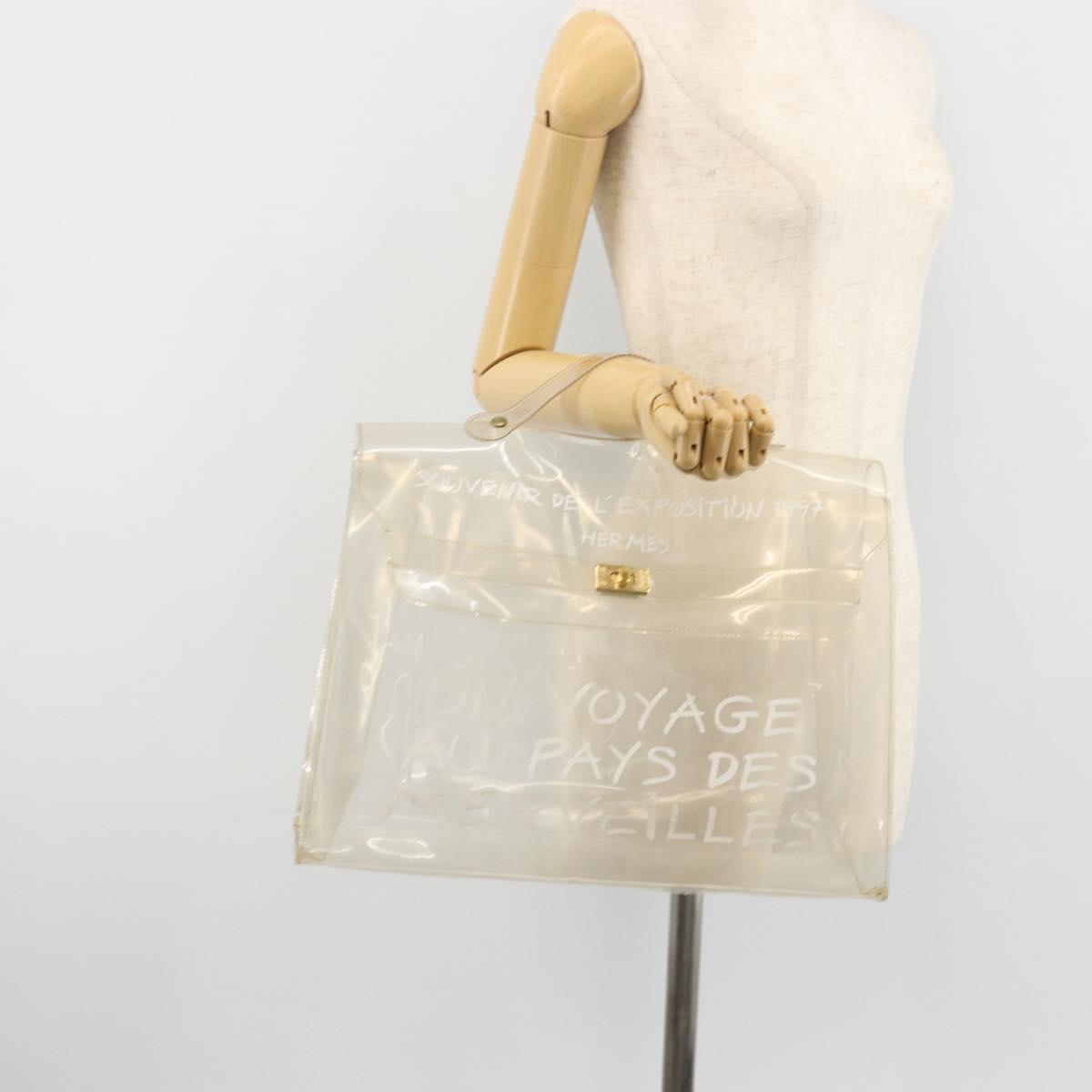 HERMES Vinyl Kelly Hand Bag Vinyl Clear Auth gh2102