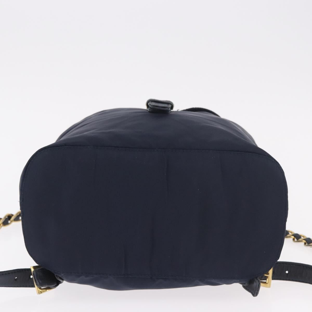 PRADA Backpack Nylon Navy Gold Auth gh2105