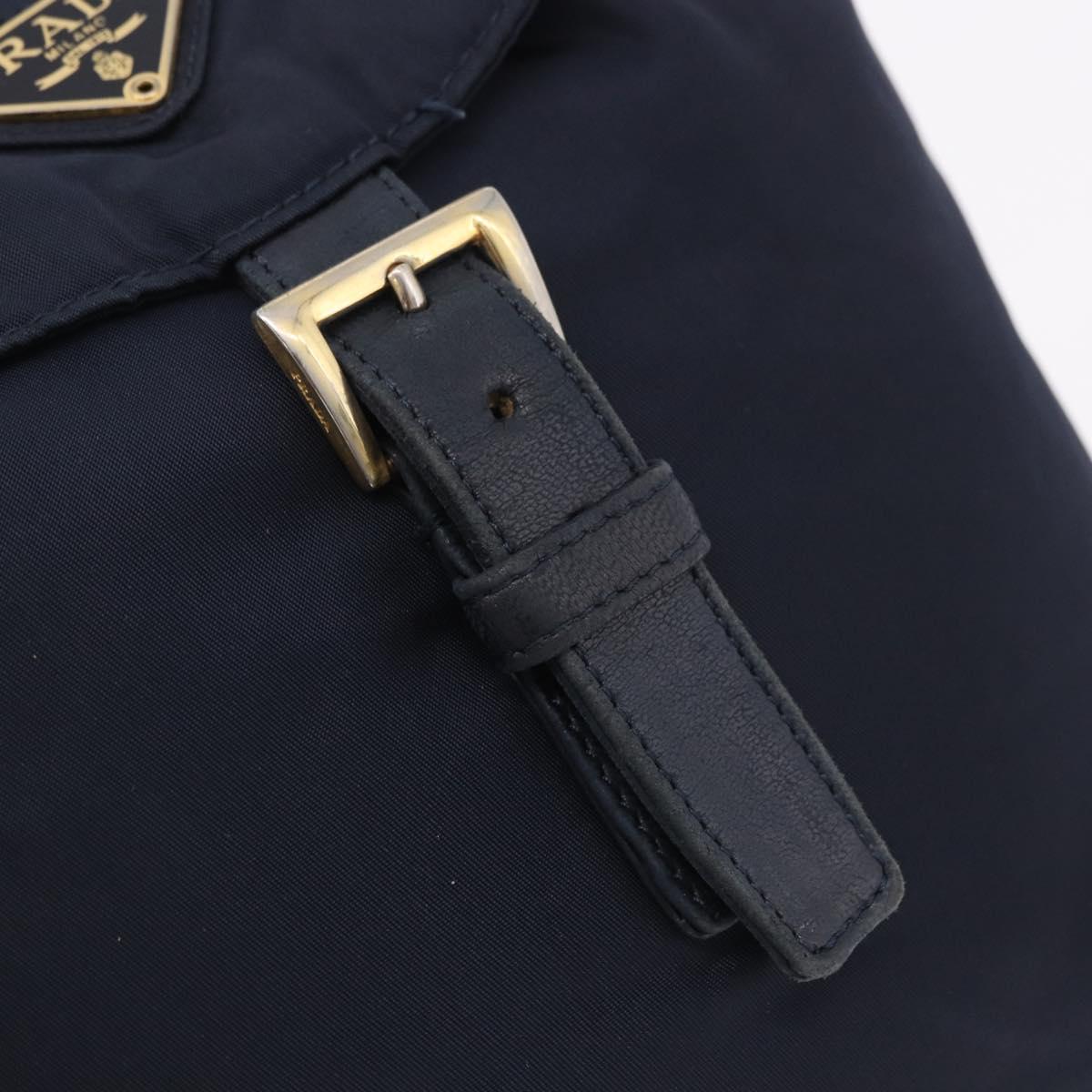 PRADA Backpack Nylon Navy Gold Auth gh2105