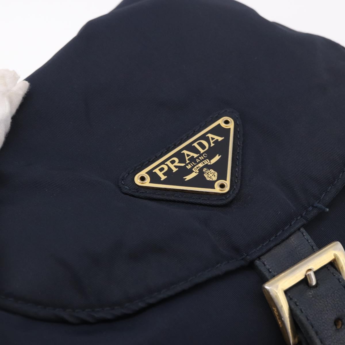 PRADA Backpack Nylon Navy Gold Auth gh2105