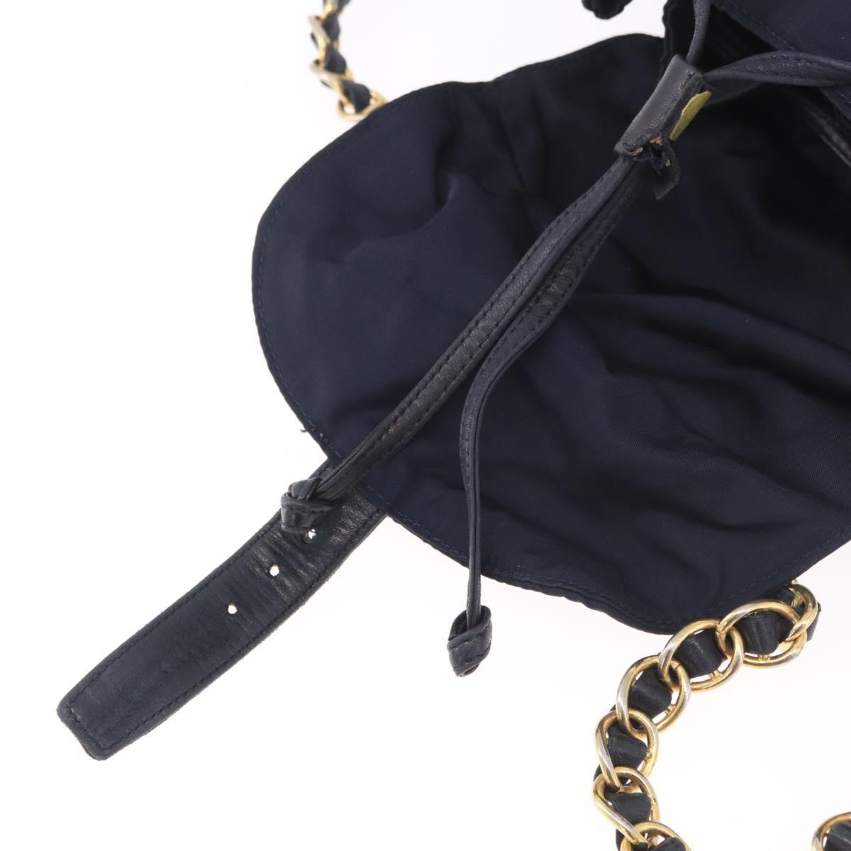 PRADA Backpack Nylon Navy Gold Auth gh2105