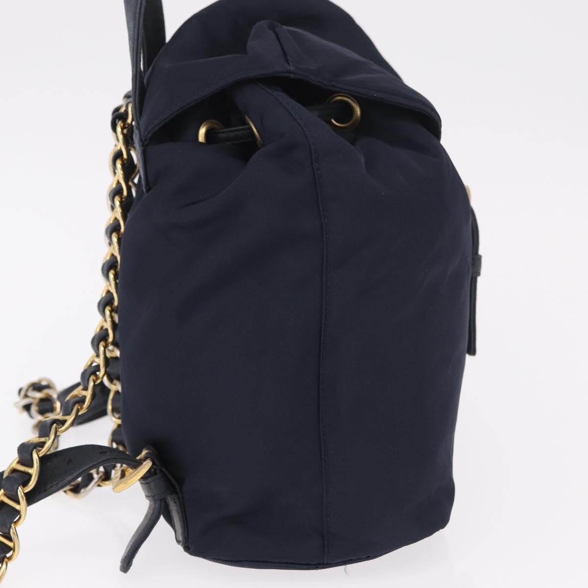 PRADA Backpack Nylon Navy Gold Auth gh2105