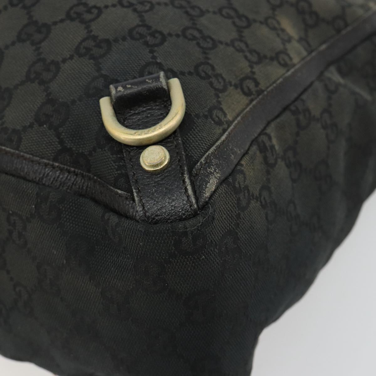 GUCCI GG Canvas Abbey Hand Bag Black Gold 141472 Auth gh2106